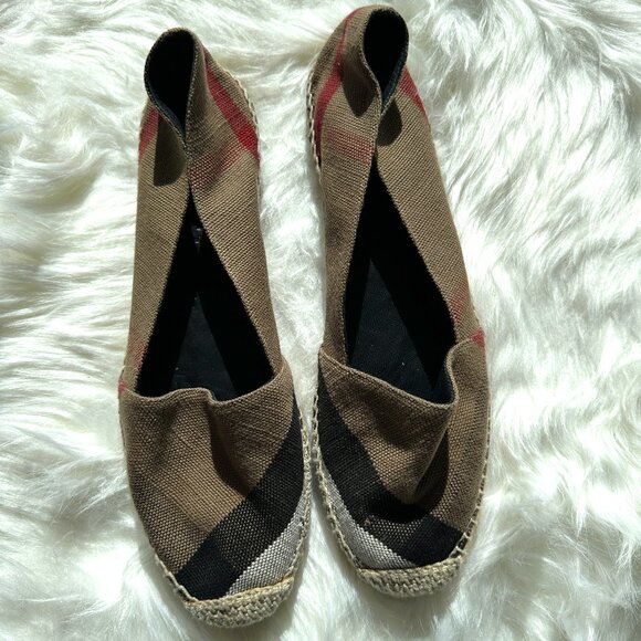 BURBERRY HOUSE CHECK PATTERN ESPADRILLES Size 39.5 - Picture 1 of 7